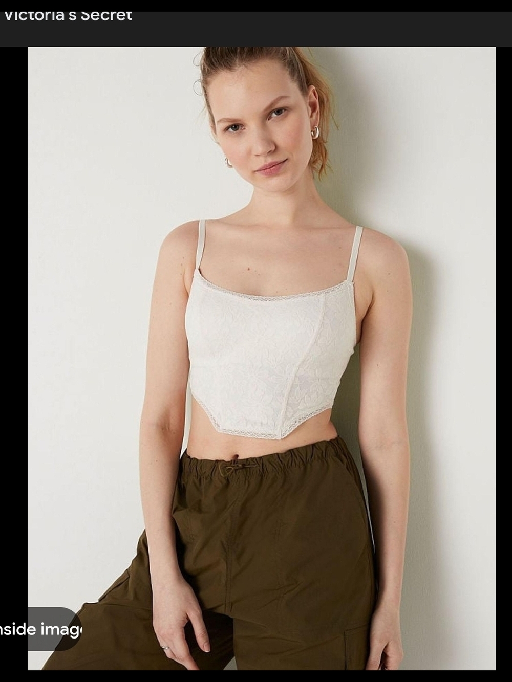 Nwt! VS PINK Lace Longline Bralette in White